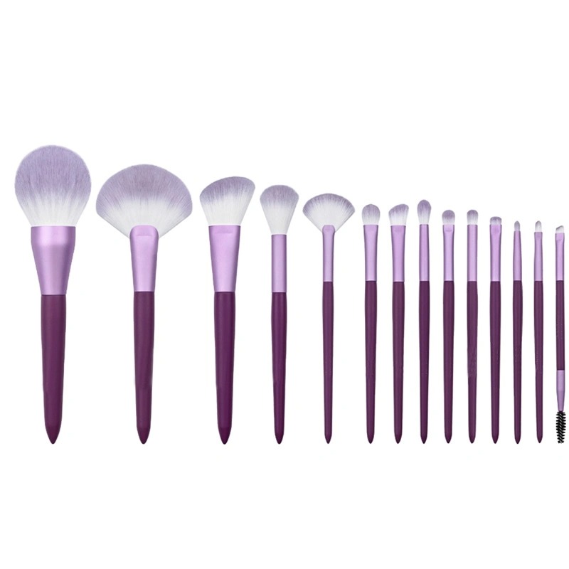 Китай Профессиональный фиолетовый набор кистей для макияжа 14 шт. Премиум веганская косметика для волос Набор для макияжа