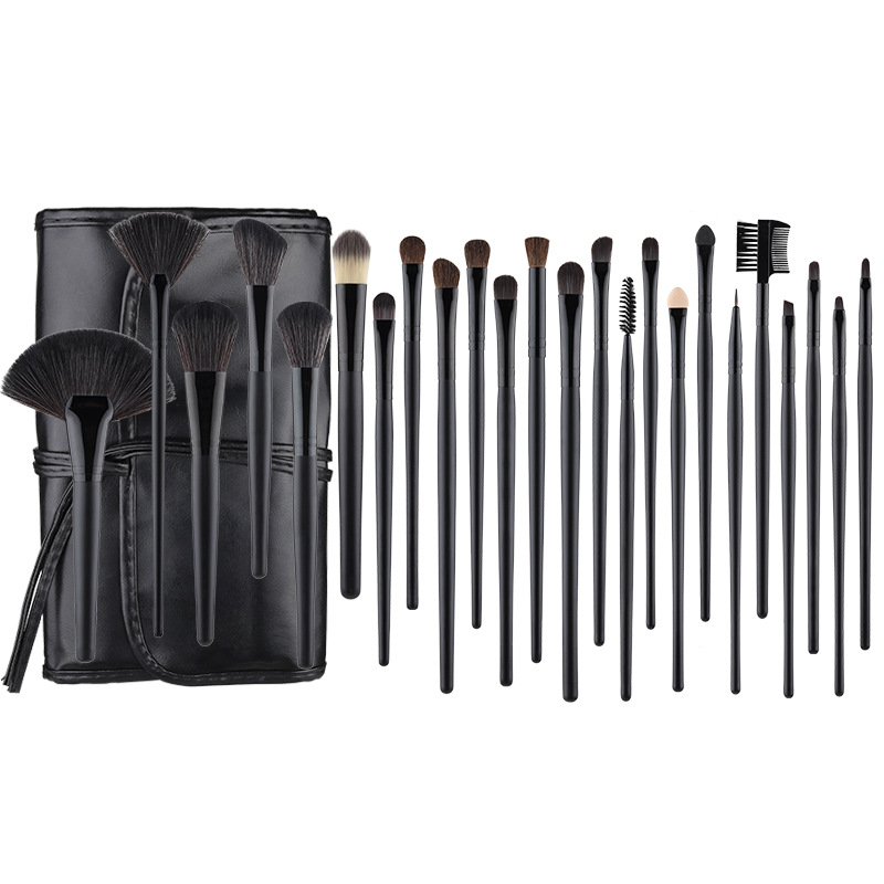 High Quality Private Label Contour Concealer Flat Brow Black Custom Professional Wholesale 24pcs Makeup Brush Set Wit...