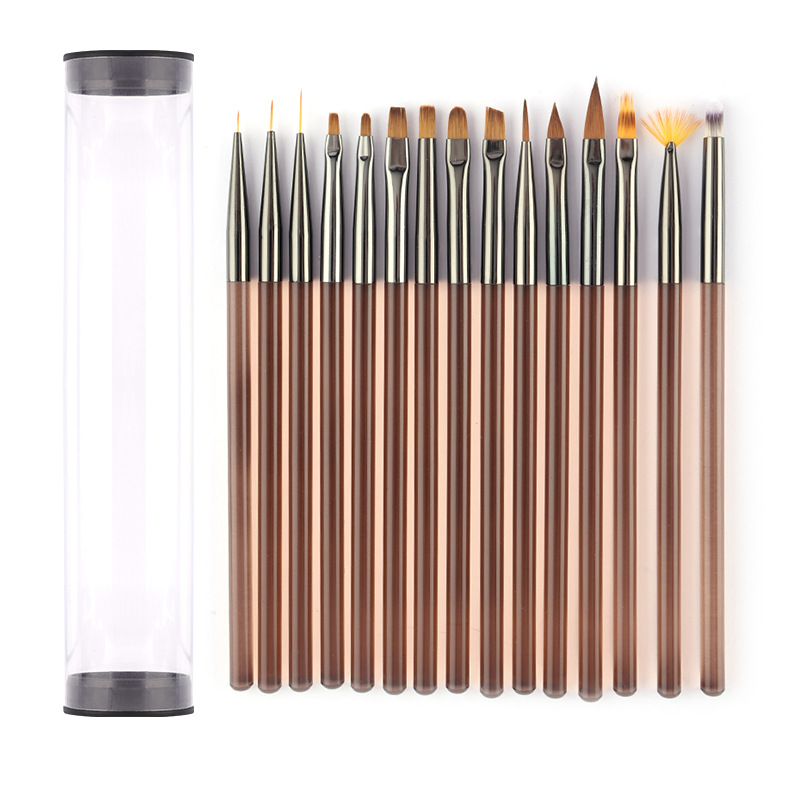 Wholesale Quality Nail Tools 15pcs Acrylic Brush Nail Art Nail Liner Detailing Pen Brush Set 