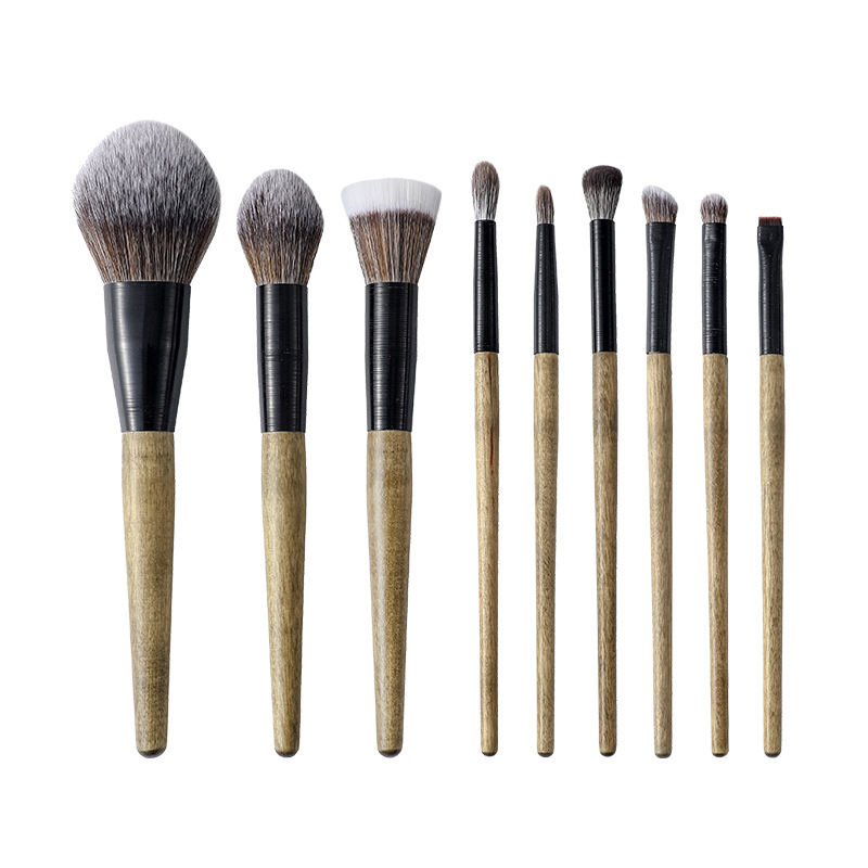 Factory Wholesale 9Pcs Make up Brush Set Premium Synthetic Snow Fox Hair Face Mask Lip Beauty Tools