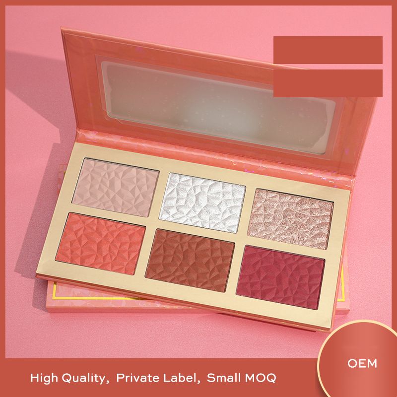 Private Label Custom Vegan 6 väriä Makeup Highlighter Bronze Powder Palette