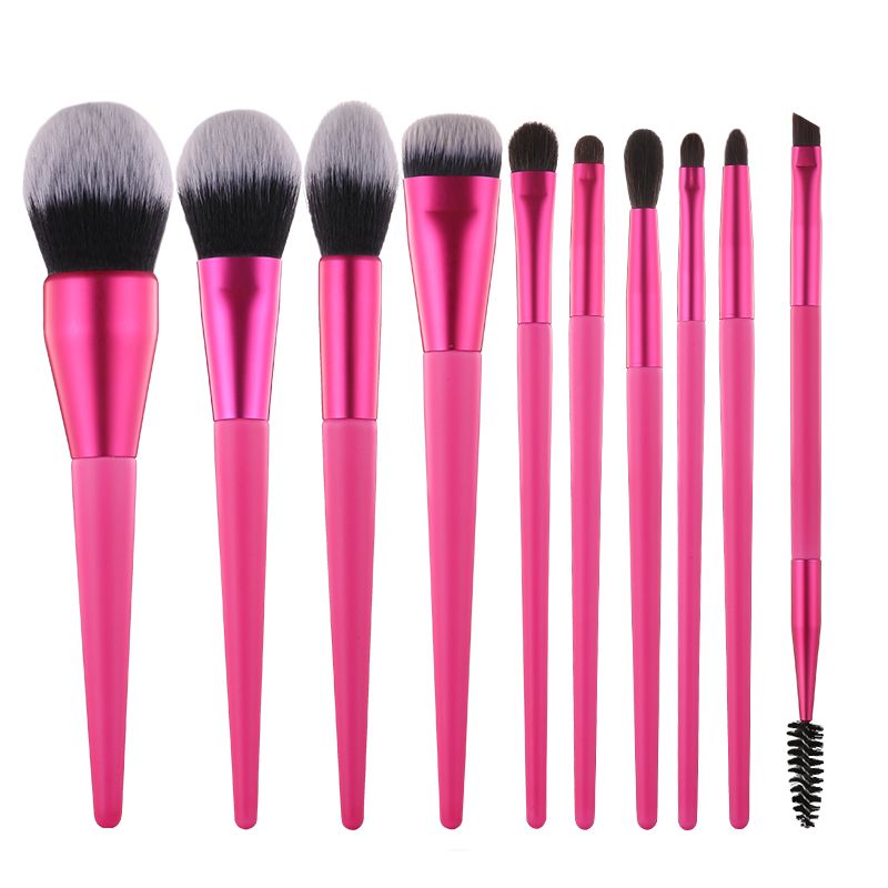 Private label 10pcs cruelty free synthetic hair makeup brush set powder contour foundation brush