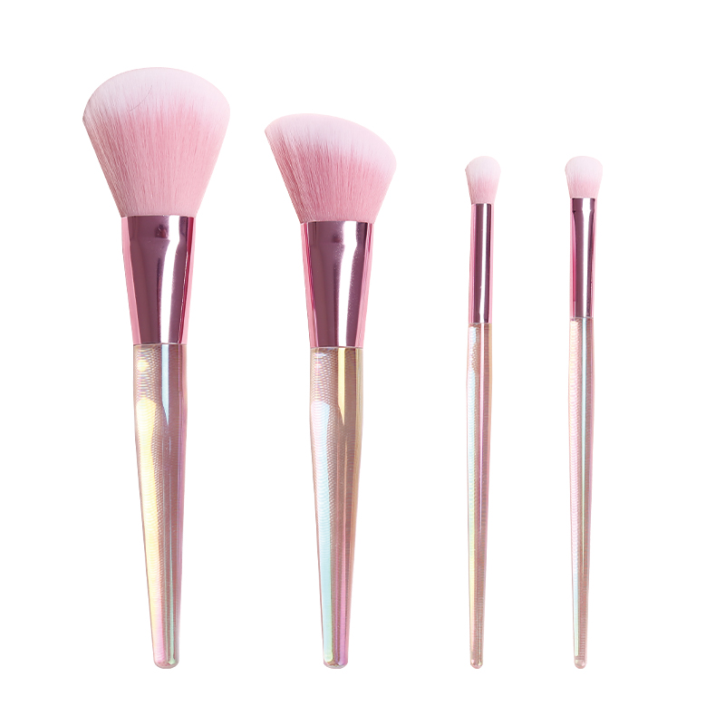  Custom logo 4pcs acrylic Holographic makeup brush set beauty brushes