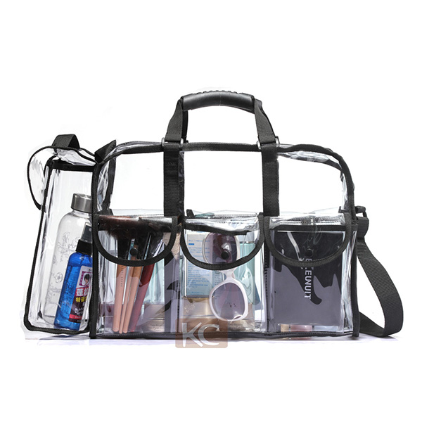 Transparent Black Pvc Cosmetic Makeup Brush Tote Bag