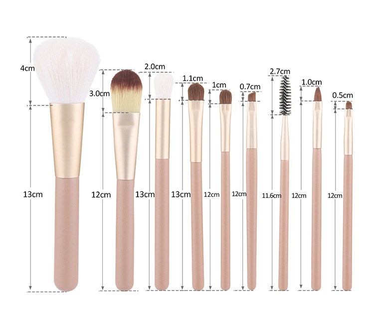 9 adet Makyaj Fırça Seti Toptan Çıplak renk Özel Etiket Profesyonel Makyaj Fırça Seti