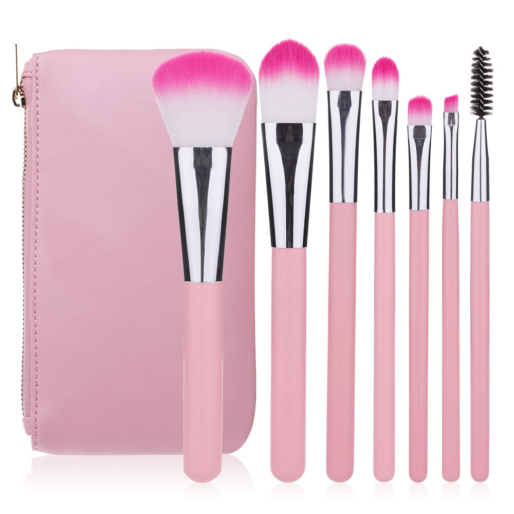 New 7pcs Pink Personal Cosmetic Brush set and Make up Brush set