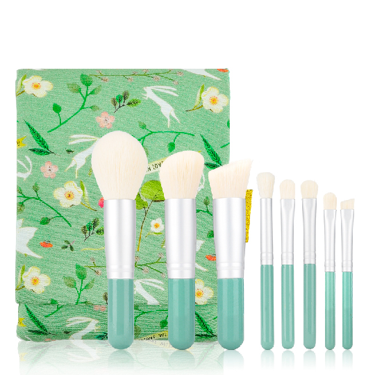 Cosmetics Beauty Tool Synthetic Hair 8PCS Spring green Color Makeup Brush Set with brush bag