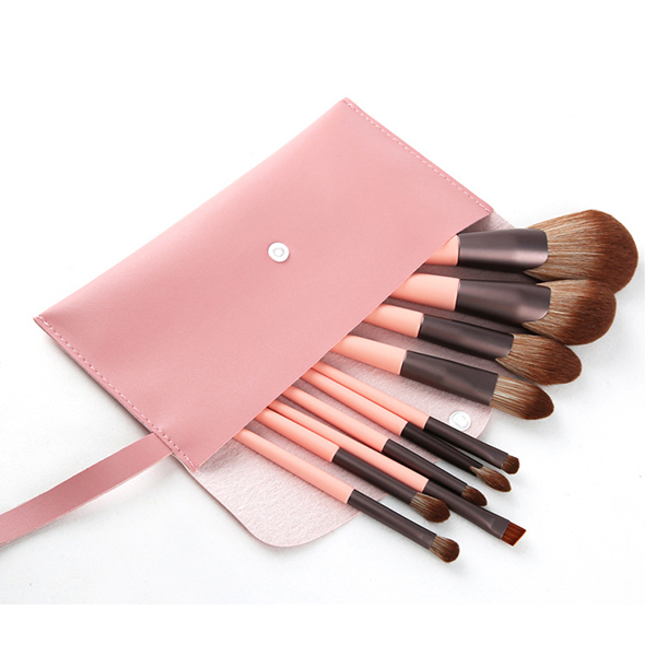10pcs Pink makeup brush set custom logo face fan contour brush