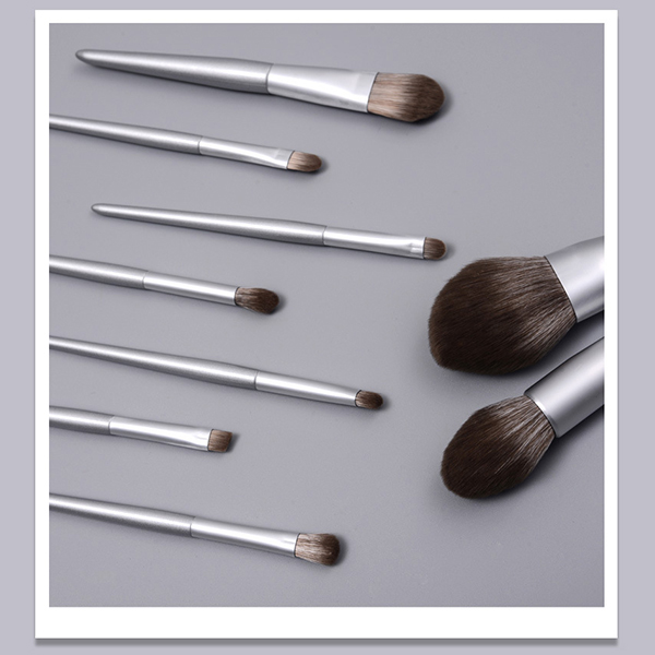 9pcs Glossy grey makeup brushes set custom logo cosmetic brush
