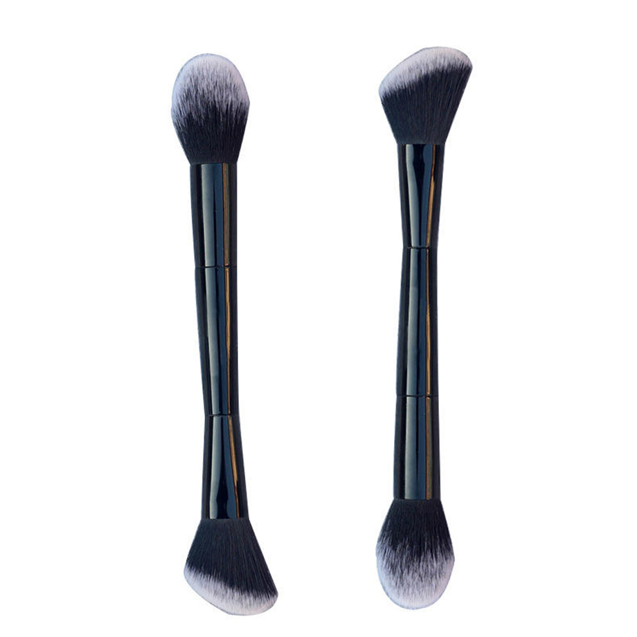 Hot Selling Portable Single Bouble-headed with Soft Blush Brush Black Color Powder Makeup Brush