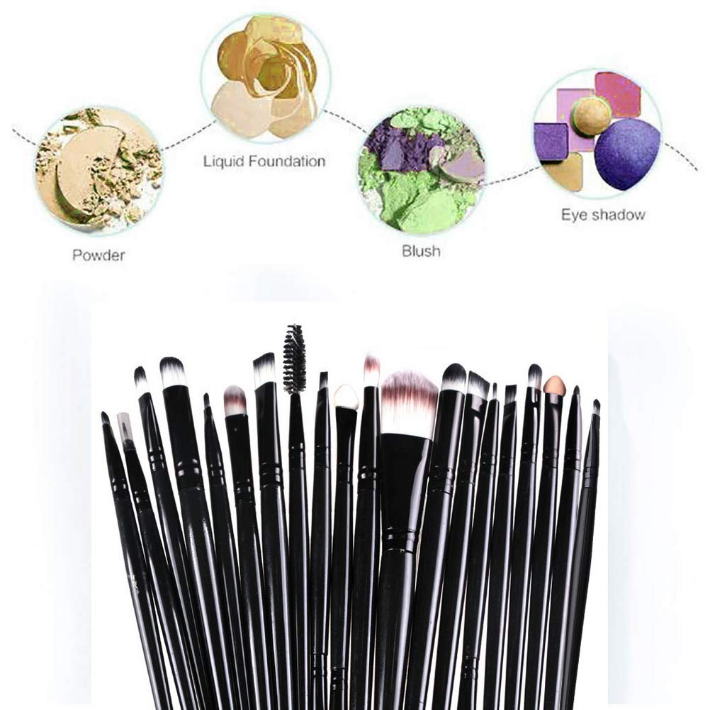 20 PCs Professional Face Eyeliner for Foundation Double Head Brush Beauty Make Up Kit Tool