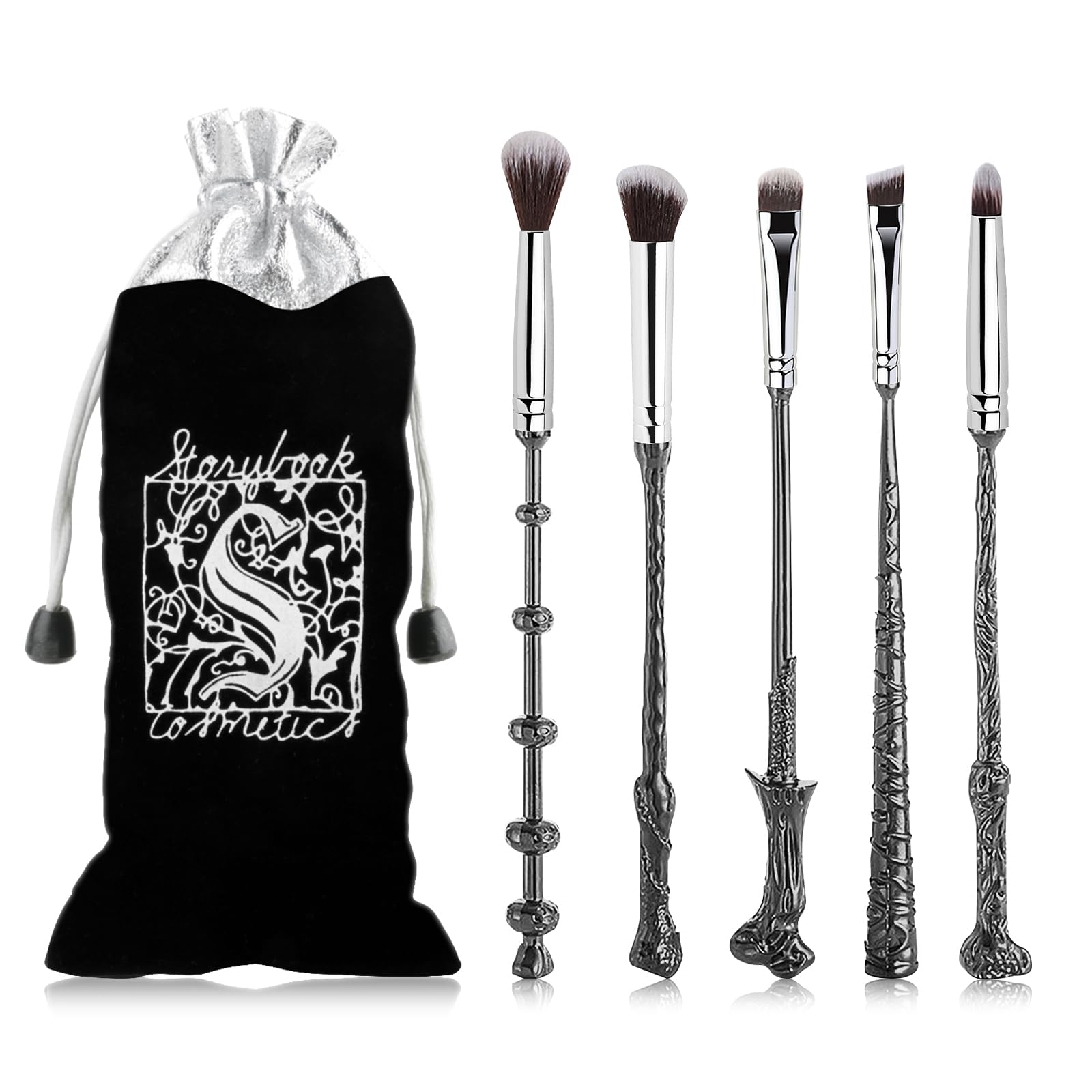 Set of 5 Harry Wizard Magic Wand Makeup Brushes Cosmetic Kits With Pu Bag Custom Makeup Brush Set