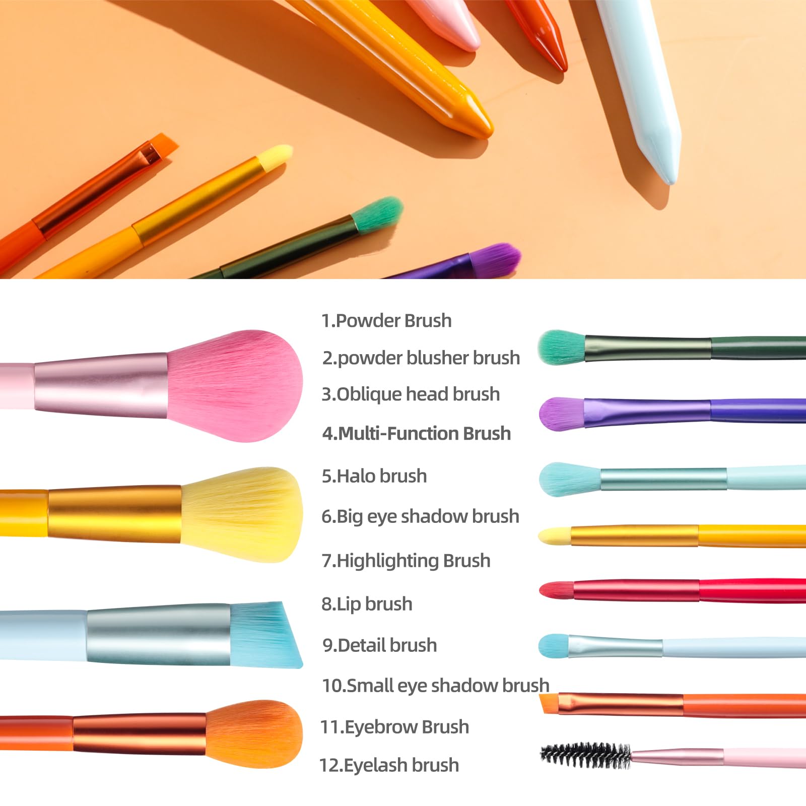 MakeMulti Colors Private Label Brushes Makeup Brush Set Purple Face Foundation Colorful Thin Makeup Brush Set
