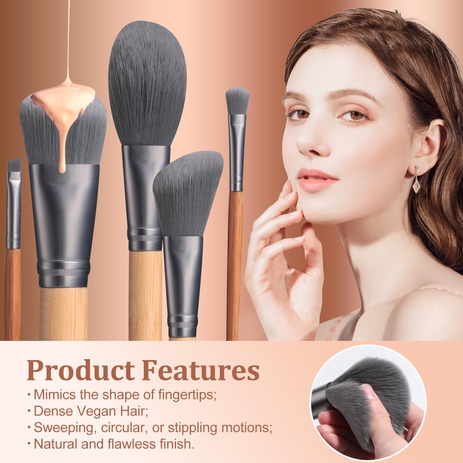 2024 21PCS Makeup Tools Set Eco-Friendly Bamboo Makeup Brushes Silicon Facial Brush Powder Puff Vegan Makeup Brushes Set