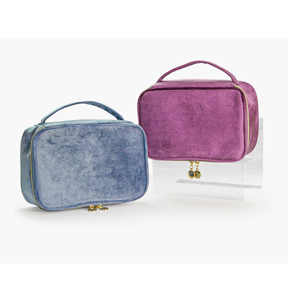 New Shape 2024 Portable Cosmetic Bag Storage Flannel Handbag Pink Black Vintage Velvet Makeup Cosmetic Bag