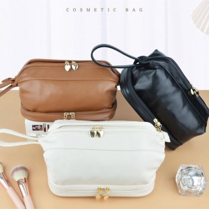 Wholesale PU Leather Women Cosmetics Bag Large Capacity and High Quality Waterproof Makeup Package