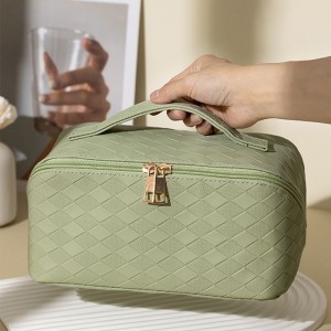 Large Capacity Travel Cosmetic Bag PU Leather Waterproof Cosmetic Case Women Portable Makeup Storage Bag