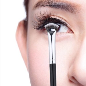 Custom Logo Single Makeup Brushes Eyebrow Black Short Small Lash Mini Mascara Fan Brush Tool