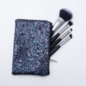 Customize Portable Mini Travel Makeup Brush Set 4Pcs Facial Eyeshadow Makeup Brushes with Beauty Case
