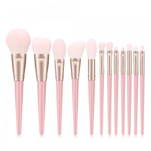 New 12PCS Pink Make up High-End Hair Cosmetics Makeup Brush Set