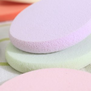 New Popular Flat Washable Wet and Dry Use Imported Latex Round Facial Makeup Sponge Powder Puff Set-5Pcs