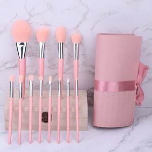 Custom Premium Make up Tools Private Label 12Pcs Pink Synthetic Hair Kabuki Powder Lipstick Makeup Brush Sets