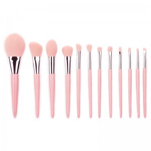 High Quality Makeup Brush Set 12Pcs Sweety Pink Premium Synthetic Foundation Eyeshadow Brow Beauty Tools