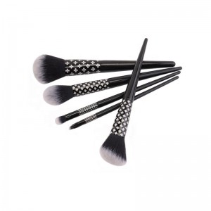 Customize Creative Handle Design Makeup Tools Premium Synthetic 5PCS 9PCS Makeup Brushes Kit Black