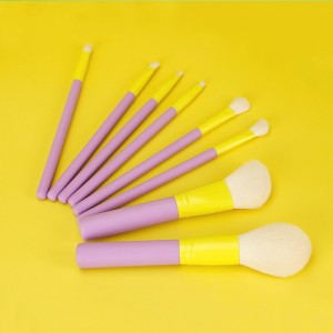 Customize Premium Cosmetic Brushes Purple 8PCS Portable Travel Makeup Brush Set with Makeup Holder