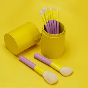 Customize Premium Cosmetic Brushes Purple 8PCS Portable Travel Makeup Brush Set with Makeup Holder