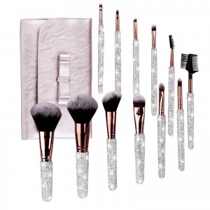 Luxury 12Pcs Bling Crystal Makeup Brushes Professional Face Cosmetics Blending Glitter Make up Tool
