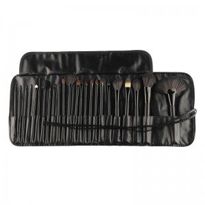 High Quality Private Label Contour Concealer Flat Brow Black Custom Professional Wholesale 24pcs Makeup Brush Set With Bag