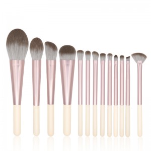 2022 New Makeup Brush Set 13Pcs Long Ferrule Vegan Hair Powder Eyelash Gray Cosmetic Brushes