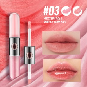 Double Ended Velvet Lip Gloss Private Label 2-in-1 Long Lasting Matte Shiny Liquid Lipstick