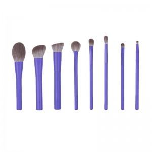 Customize Premium Purple Pink Make up Brush Set 8pcs Portable Cosmetic Brushes for Liquid Foundation Powder BB Cream
