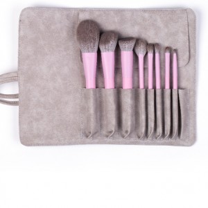 Customize Premium Purple Pink Make up Brush Set 8pcs Portable Cosmetic Brushes for Liquid Foundation Powder BB Cream