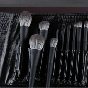 10pcs Matt black makeup brushes set with super soft syntetic hair