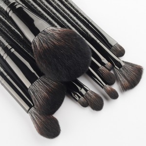 China 10 piece synthetic hair makeup brush set with glitter handle