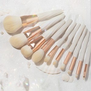 Customized 10 piece Vegan hair luxury white makeup brush set