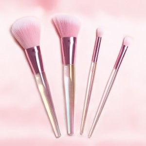 Custom logo 4pcs acrylic Holographic makeup brush set beauty brushes