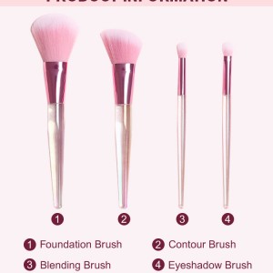 Custom logo 4pcs acrylic Holographic makeup brush set beauty brushes
