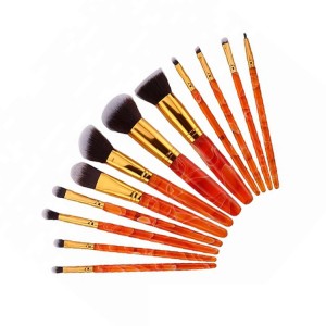 12pcs Orange color Acrylic hanlde Luxury Makeup Brush Set Private Label Makeup Brushes Set