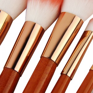 OEM 2 color vegan hair makeup brushes set Red handle face brushes