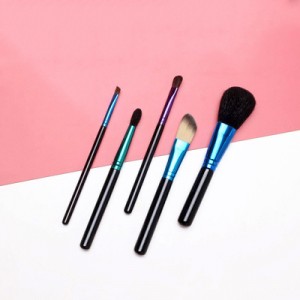 White Synthetic hair makeup brush set 5pcs travel face brushes set