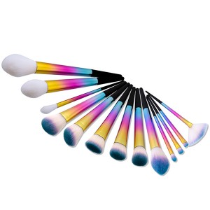 Custom logo long ferrule 13pcs Ombre Color Makeup brush set