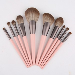 10pcs Pink makeup brush set custom logo face fan contour brush