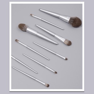 9pcs Glossy grey makeup brushes set custom logo cosmetic brush