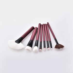 Premium quality 8pcs Dark red makeup brushes set with fan brushes