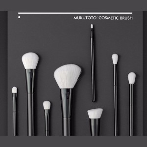 China 8pcs black handle makeup brush set with white synthetic hair