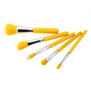 Customized 5pcs Yellow make up face brush set